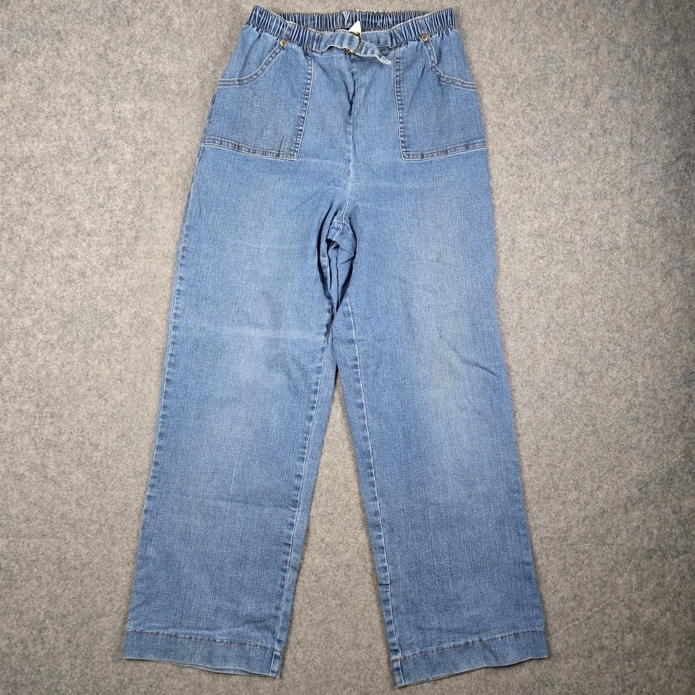 VTG Denim & Co Jeans Womens M 28x28 Blue Denim Wide Leg Outdoors‎ Boho 90s USA